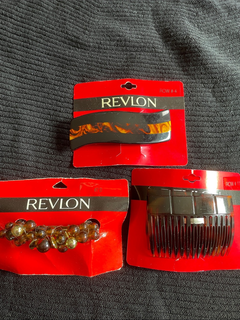 90s Vintage Revlon Dead-stock Black and Amber Tortoiseshell Hair Accessory Set
